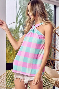 BiBi Multi Color Plaid Brushed Neck Tank - Update AvenueTrendsi100100935711230100100935711230a53a52605fe64c3aada42c0c00367c1f - Max - OriginLAVENDER/MINT