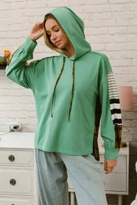 BiBi Plaid With Stripes Mix Match French Terry Hoodie - Update AvenueTrendsi1001009736412941001009736412946660c1358c7447c98dc1e3edf98b6c30 - Max - OriginDUSTY TEAL/LT OLIVE