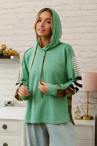 BiBi Plaid With Stripes Mix Match French Terry Hoodie - Update AvenueTrendsi1001009736412941001009736412944b4a2b8f885b4e8ca9d9ca30a505f84d - Max - OriginDUSTY TEAL/LT OLIVE