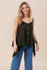 BiBi Popcorn Waffle Knit with Buttoned Front Cami Top - Update AvenueTrendsi100100548131227100100548131227e5596fe1c0ff409baafef4f069634831 - Max - OriginBLACK