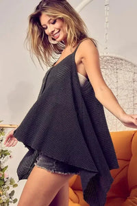 BiBi Popcorn Waffle Knit with Buttoned Front Cami Top - Update AvenueTrendsi100100548131227100100548131227e7081cf111a240b181bb262a1dca449b - Max - OriginBLACK
