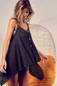 BiBi Popcorn Waffle Knit with Buttoned Front Cami Top - Update AvenueTrendsi100100548131227100100548131227d128f7a44b8145ae9df7b084289934d7 - Max - OriginBLACK