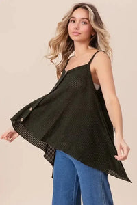 BiBi Popcorn Waffle Knit with Buttoned Front Cami Top - Update AvenueTrendsi10010054813122710010054813122704c91a8f168546b3b754eb8a7f0e89cd - Max - OriginBLACK