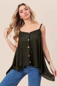 BiBi Popcorn Waffle Knit with Buttoned Front Cami Top - Update AvenueTrendsi10010054813122710010054813122738eb4b1ec1c2430ba48d2f7e7d3c7ecc - Max - OriginBLACK