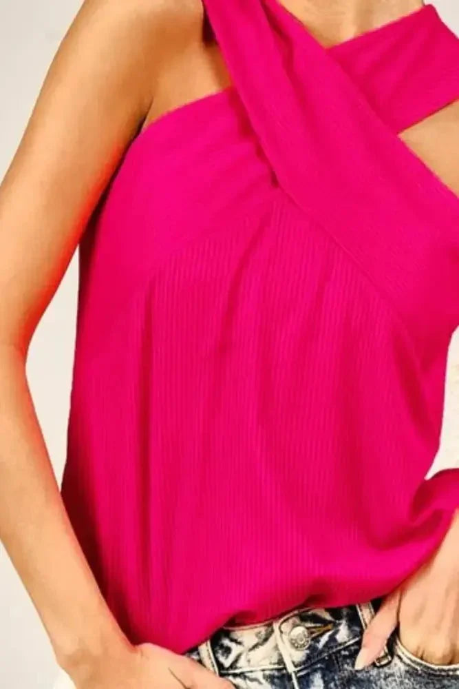 BiBi Rib Knit Cross Neck Banded Top - Update AvenueTrendsi1001007167412761001007167412769e43b003 - 3244 - 480d - 8f8e - 8e50a0a5126c - Max - OriginFUCHSIA