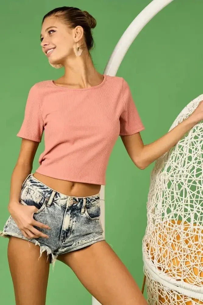BiBi Rib Knit with Back Cross and Tied Detailed Top - Update AvenueT-ShirtsTrendsi100100325751326100100325751326df98b6e78be844c69bd5f5e5df1bdca7 - Max - OriginDUSTY PINK
