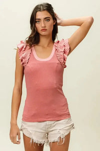 BiBi Rib Knit With Textured Ruffled Top - Update AvenueTanks & CamisTrendsi100100148611670100100148611670bc223ca5e2584356b2f07526e851c9d9 - Max - OriginDUSTY ROSE
