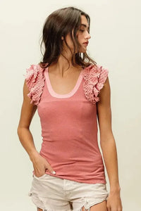 BiBi Rib Knit With Textured Ruffled Top - Update AvenueTanks & CamisTrendsi100100148611670100100148611670816139a53a2c4a09904cf8427d12d9a9 - Max - OriginDUSTY ROSE