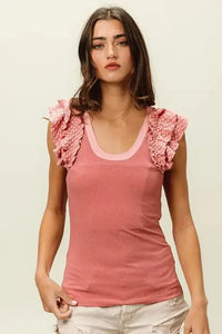 BiBi Rib Knit With Textured Ruffled Top - Update AvenueTanks & CamisTrendsi1001001486116701001001486116706c2b855259d54492a8fa65099d486238 - Max - OriginDUSTY ROSE