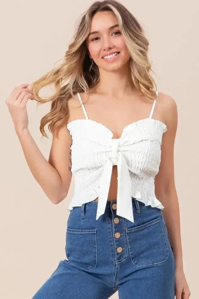 BiBi Ruffled Smocked Ribbon Detail Cami - Update AvenueFestival VibesTrendsi10010060604159410010060604159496c1490e - 3d91 - 44b2 - 9076 - a63e6c3abf5c - MaxOff White
