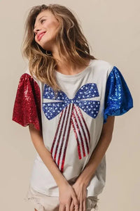 BiBi Sequin American Flag Bow Top - Update AvenueT-ShirtsTrendsi100100462031164100100462031164a8af9cee91364901b2dc4449d80442b9 - Max - OriginOFF WHITE