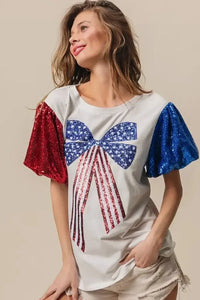 BiBi Sequin American Flag Bow Top - Update AvenueT-ShirtsTrendsi10010046203116410010046203116450cd032c3dc74e0cb436d01589afc85e - Max - OriginOFF WHITE