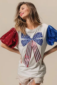 BiBi Sequin American Flag Bow Top - Update AvenueT-ShirtsTrendsi1001004620311641001004620311644e12437ce68f4c388b62195c6e5775f8 - Max - OriginOFF WHITE