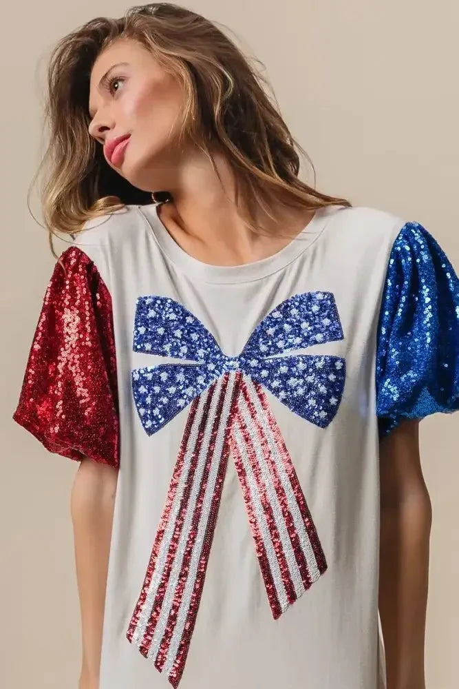 BiBi Sequin American Flag Bow Top - Update AvenueT-ShirtsTrendsi100100462031164100100462031164fec40fada2814bb58395f082a01430e2 - Max - OriginOFF WHITE