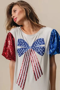 BiBi Sequin American Flag Bow Top - Update AvenueT-ShirtsTrendsi100100462031164100100462031164fec40fada2814bb58395f082a01430e2 - Max - OriginOFF WHITE