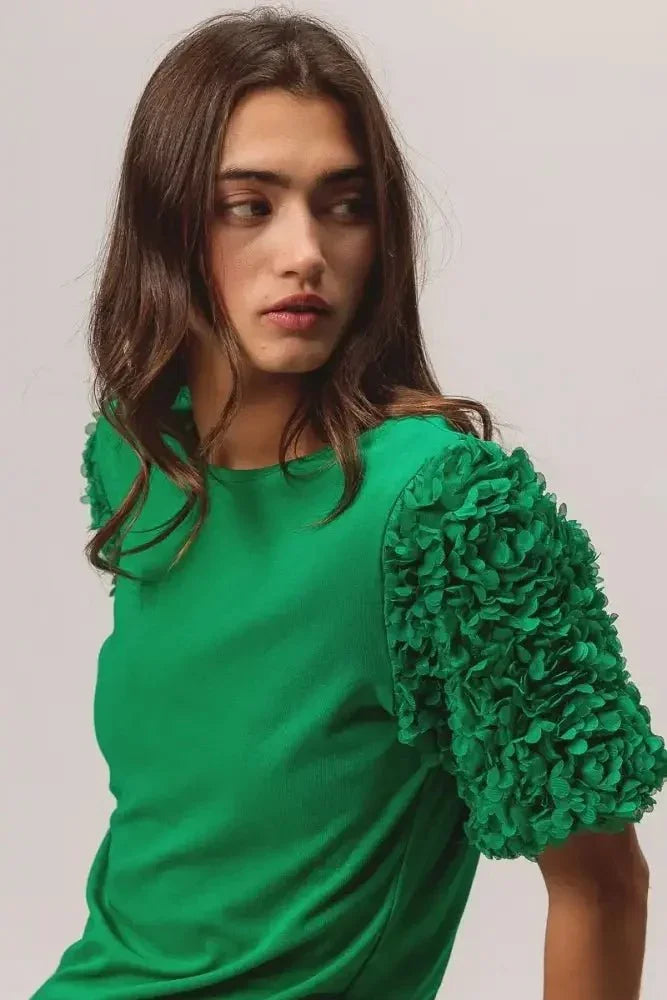 BiBi Short Mesh Flower Sleeve Knit Top - Update AvenueT-ShirtsTrendsi100100190321790100100190321790720ebc255bf34bcfac09360b66527ec3 - Max - OriginJADE