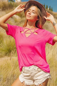 BiBi Silky Knit Top with Front Details - Update AvenueT-ShirtsTrendsi1001009514510051001009514510054ed651683d4c4c0b840d9c83fee691cb - Max - OriginFUCHSIA