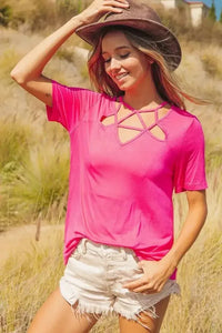 BiBi Silky Knit Top with Front Details - Update AvenueT-ShirtsTrendsi100100951451005100100951451005615a5725909c409aa1cb6c6177e837ea - Max - OriginFUCHSIA