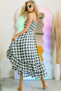 BiBi Smocked Body Off Shoulder Check Dress - Update AvenueTrendsi100100207991379100100207991379be72035a517d41b7bda788b4d46f0cc8 - Max - OriginBLACK/IVORY