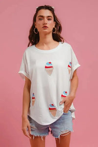 BiBi Solid Terry With Fourth Of July Theme Patched Top - Update AvenueT-ShirtsTrendsi1001005574317551001005574317555a0491a7c51947829da7c94d220d7389 - Max - OriginIVORY