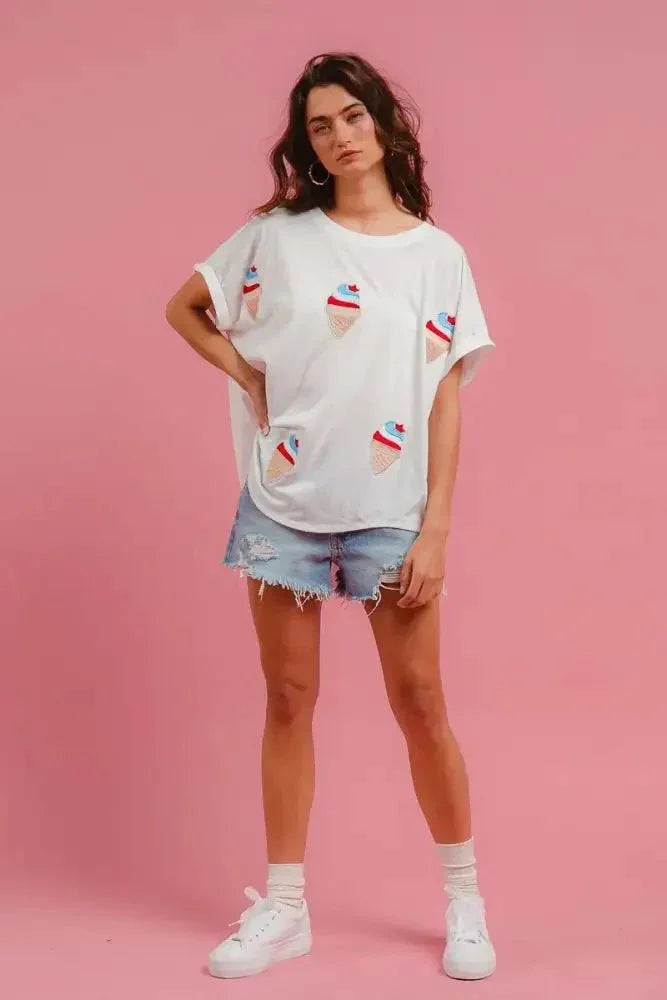 BiBi Solid Terry With Fourth Of July Theme Patched Top - Update AvenueT-ShirtsTrendsi1001005574317551001005574317556261a4feee254e5bb3f4eec1d2e5412e - Max - OriginIVORY