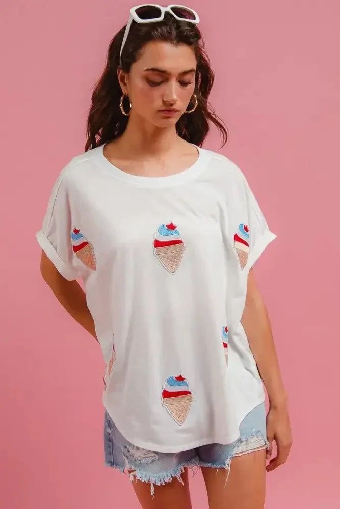 BiBi Solid Terry With Fourth Of July Theme Patched Top - Update AvenueT-ShirtsTrendsi100100557431755100100557431755cc5d0ac1708e4f5eb0559007c535099a - Max - OriginIVORY