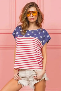 BiBi Star Rpinted with Stripe Combo Top - Update AvenueT-ShirtsTrendsi100100575401827100100575401827de8fcdf2b11f4af394d25951c9018347 - Max - OriginNAVY STAR/RED STRIPE