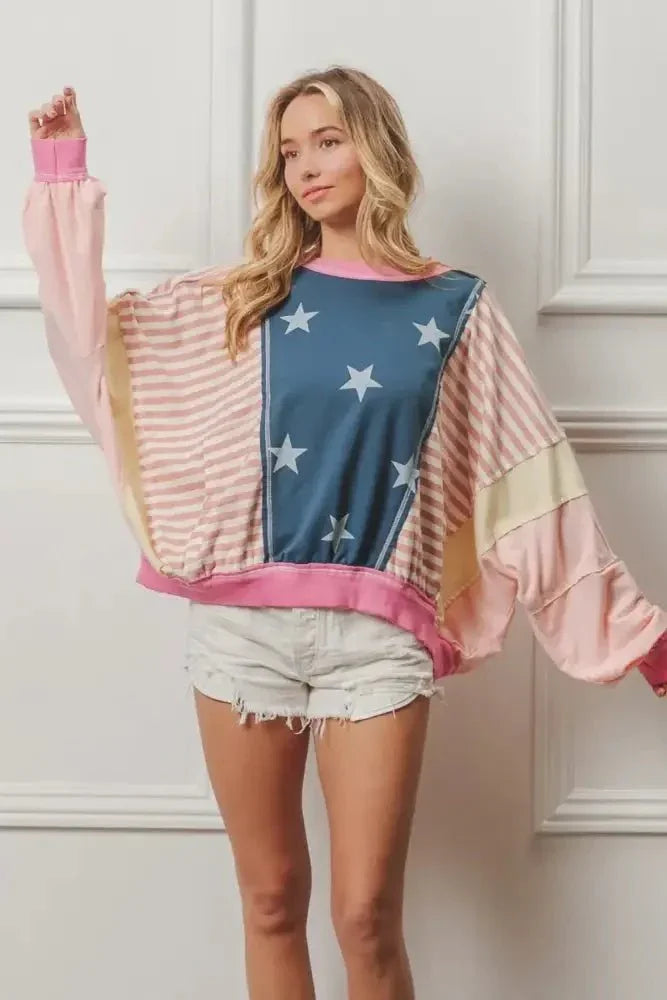 BiBi Stars and Stripes Round Neck Long Sleeve Top - Update AvenueHonor the Stars and StripesTrendsi10010091483109110010091483109186564cc7 - 4adb - 4632 - a3ec - ebc44ae10141 - MaxBlush Multi