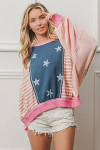 BiBi Stars and Stripes Round Neck Long Sleeve Top - Update AvenueHonor the Stars and StripesTrendsi100100914831091100100914831091f94297be - 8ee1 - 48aa - 87a3 - 321788f98f7b - MaxBlush Multi