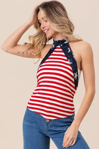 BiBi Stripe Jersey with Star Halter Neck with Tie Back - Update AvenueTrendsi10010080971101510010080971101598707352a8444a6fa85cf5de6f147817 - Max - OriginRED/IVORY