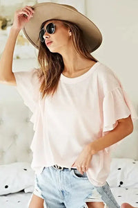 BiBi Thermal Knit with Ruffled Sleeve Top - Update AvenueT-ShirtsTrendsi1001008188710311001008188710318d657a6a25e74890903710c7ba41d6ba - Max - OriginPINK