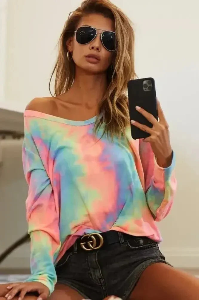 BiBi Tie Dye French Terry Long Sleeve Knit Top - Update AvenueT-ShirtsTrendsi1001006250311361001006250311368eb8a499d1294d3bbb02f3bc7b27ded8 - Max - OriginPASTEL TIEDYE
