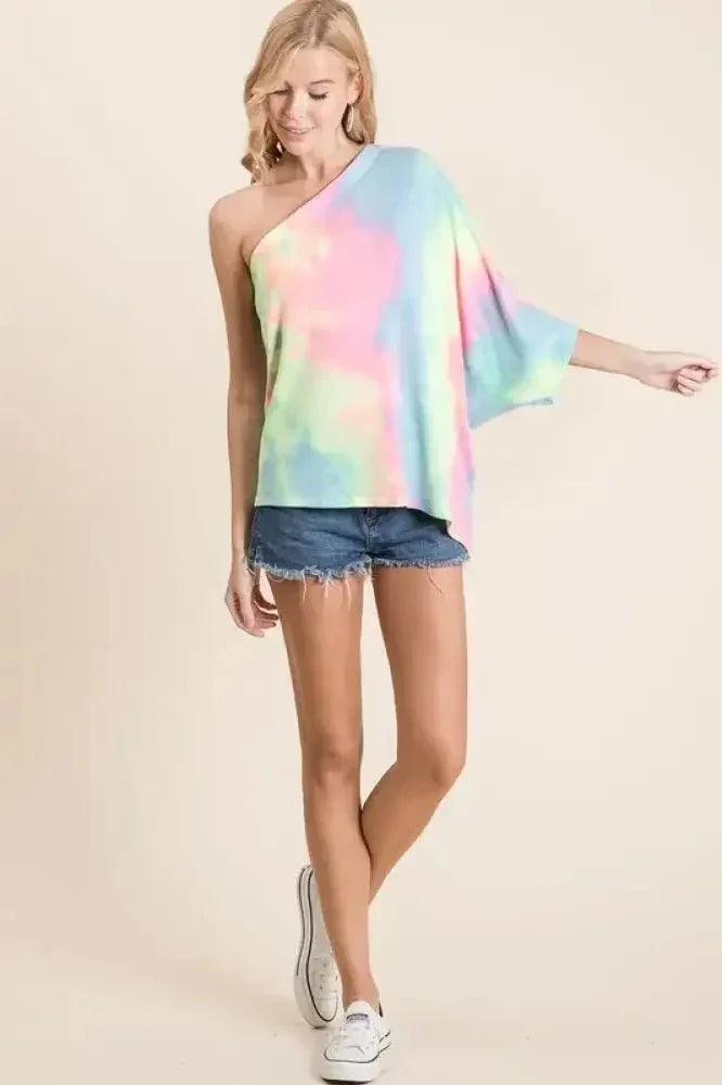 BiBi Tie Dye French Terry One Shoulder Top with Dolman - Update AvenueT-ShirtsTrendsi1001006445915951001006445915950911649eb1ba47aa93da91c01bcf4e13 - Max - OriginPASTEL TIE DYE