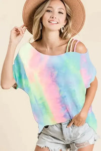 BiBi Tie Dye French Terry Strapped One Shoulder Top - Update AvenueT-ShirtsTrendsi100100765391693100100765391693ba7255c0606c4ab78436a2545626f2ea - Max - OriginPASTEL TIEDYE