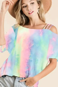 BiBi Tie Dye French Terry Strapped One Shoulder Top - Update AvenueT-ShirtsTrendsi10010076539169310010076539169343c91b1ca7914d168aa2b62155d5d9b4 - Max - OriginPASTEL TIEDYE