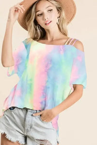 BiBi Tie Dye French Terry Strapped One Shoulder Top - Update AvenueT-ShirtsTrendsi1001007653916931001007653916936363a758a1e14904926f93acda374302 - Max - OriginPASTEL TIEDYE
