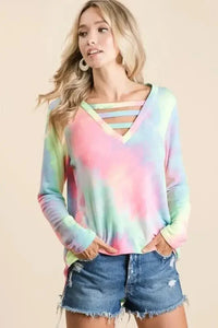 BiBi Tie Dye French Terry V - Neck Top with Strapped - Update AvenueT-ShirtsTrendsi10010007175115110010007175115146bdf8187025403b8bbc2926de4da717 - Max - OriginPASTEL TIE DYE