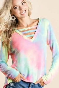 BiBi Tie Dye French Terry V - Neck Top with Strapped - Update AvenueT-ShirtsTrendsi100100071751151100100071751151fd60de760531420ab4b865986f8a0cfa - Max - OriginPASTEL TIE DYE