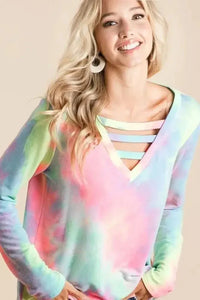 BiBi Tie Dye French Terry V - Neck Top with Strapped - Update AvenueT-ShirtsTrendsi100100071751151100100071751151752df38e60b34ba9a549e050b6feef6e - Max - OriginPASTEL TIE DYE