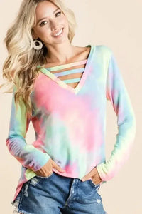 BiBi Tie Dye French Terry V - Neck Top with Strapped - Update AvenueT-ShirtsTrendsi10010007175115110010007175115169121d128e3f463bb583c28eecfad37f - Max - OriginPASTEL TIE DYE
