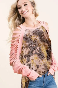 BiBi Tie Dye Leopard Burn Out Top with Contrast - Update AvenueT-ShirtsTrendsi100100920641674100100920641674fbb54ee1 - c39a - 4766 - 917b - f6c2c7894e8b - Max - OriginBLUSH/MUSTARD