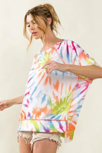 BiBi Tie Dye Print Jersey Stitched Uneven Hem Top - Update AvenueT-ShirtsTrendsi10010016082198810010016082198857092a862e854412b93b21b252116081 - Max - OriginOFF WHITE/MULTI
