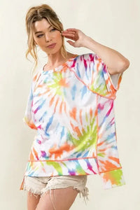BiBi Tie Dye Print Jersey Stitched Uneven Hem Top - Update AvenueT-ShirtsTrendsi10010016082198810010016082198804f7f4b393254013a2757c24d53406ca - Max - OriginOFF WHITE/MULTI