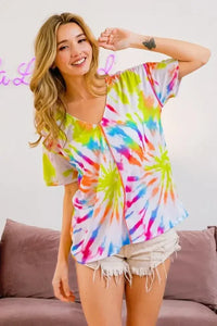 BiBi Tie Dye Print Jersey Stitched V Neck Top - Update AvenueT-ShirtsTrendsi100100365341213100100365341213769cca9236c8454ab6c02de7c25dd6eb - Max - OriginOFF WHITE/MULTI