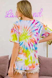 BiBi Tie Dye Print Jersey Stitched V Neck Top - Update AvenueT-ShirtsTrendsi100100365341213100100365341213ebc85a2200b448308c206dbf98e2f4bb - Max - OriginOFF WHITE/MULTI