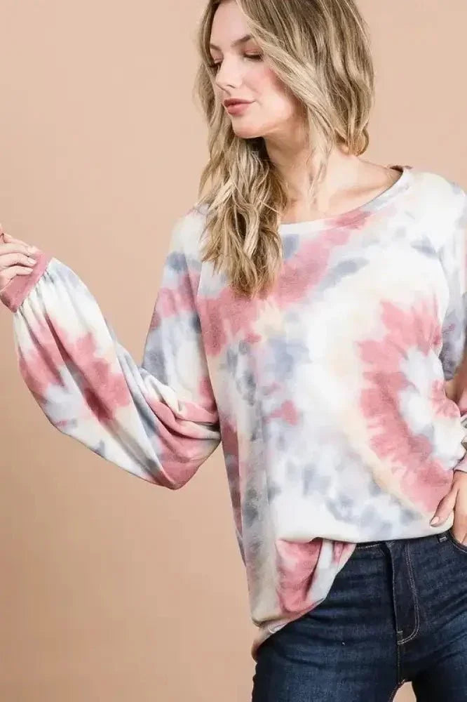 BiBi Tie Dye Print Terry Top With Puff Sleeves - Update AvenueT-ShirtsTrendsi100100526281212100100526281212466aa322d1bf462db5b6803598bab2b5 - Max - OriginRUST MULTI