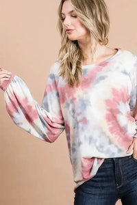 BiBi Tie Dye Print Terry Top With Puff Sleeves - Update AvenueT-ShirtsTrendsi100100526281212100100526281212466aa322d1bf462db5b6803598bab2b5 - Max - OriginRUST MULTI