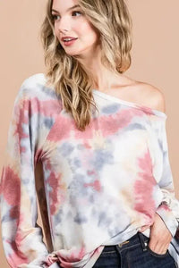 BiBi Tie Dye Print Terry Top With Puff Sleeves - Update AvenueT-ShirtsTrendsi100100526281212100100526281212558a98b98175415da79b5496c0056a44 - Max - OriginRUST MULTI