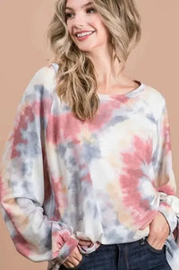 BiBi Tie Dye Print Terry Top With Puff Sleeves - Update AvenueT-ShirtsTrendsi1001005262812121001005262812122358c5a065d648caad27bb199db239c7 - Max - OriginRUST MULTI