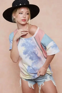 BiBi Tie Dye Printed Cotton Color Block T-Shirt - Update AvenueT-ShirtsTrendsi1001007761019941001007761019945590116c0d2246c8aee575a145a64ac2 - Max - OriginPINK/BLUE COMBO